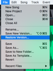 Save As VS Versions in Studio One 4