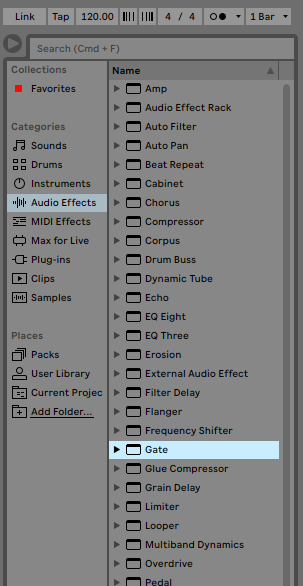 How to use the Ableton GATE audio effect