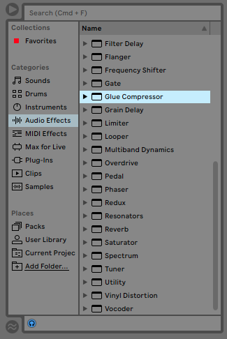 How to use the Ableton Live GLUE COMPRESSOR audio effect