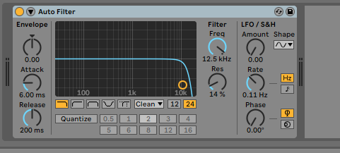 How to use the Ableton Live AUTO FILTER audio effect