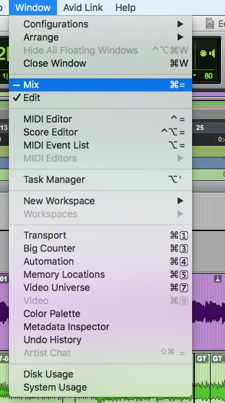 Overview of Avid Pro Tools Windows