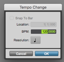 how to change tempo in pro tools 10