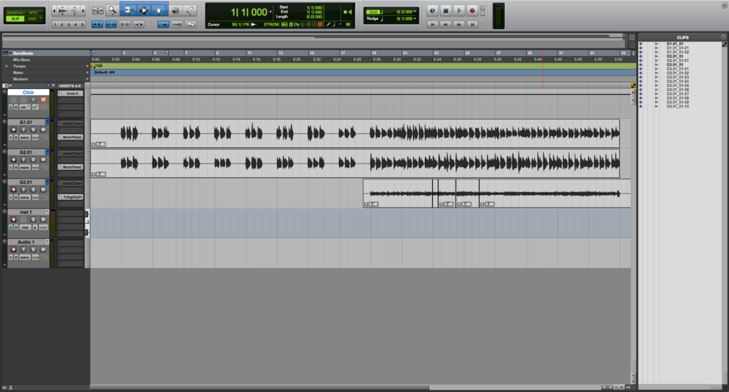 Clips List in Pro Tools