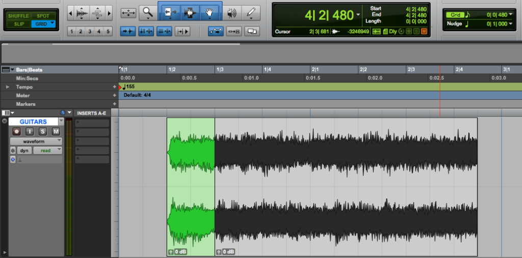 Grid Mode in Pro Tools