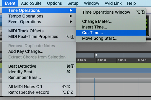Cut Time in Pro Tools 2