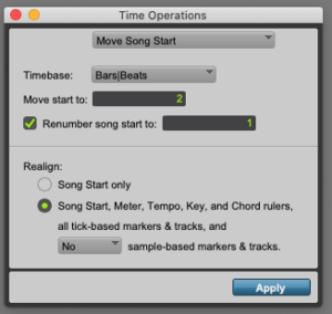 Move Song Start in Pro Tools
