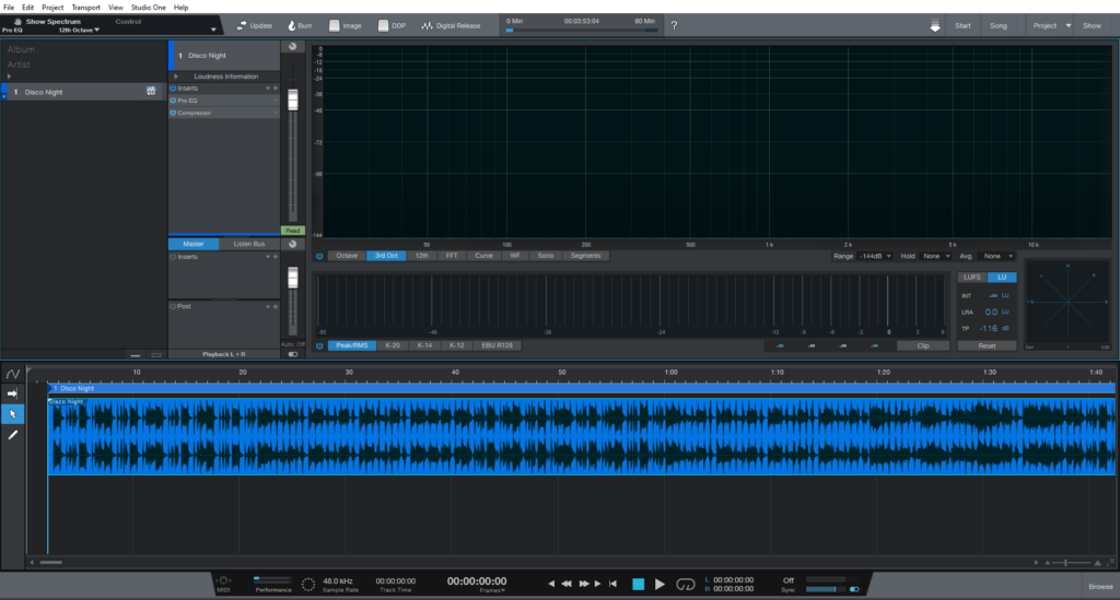 Target Loudness in Project Page in the New Studio One 5.5