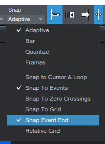 Snap to Event End in the New Studio One 5.5