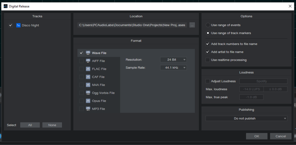 Target Loudness in Project Page in the New Studio One 5.5