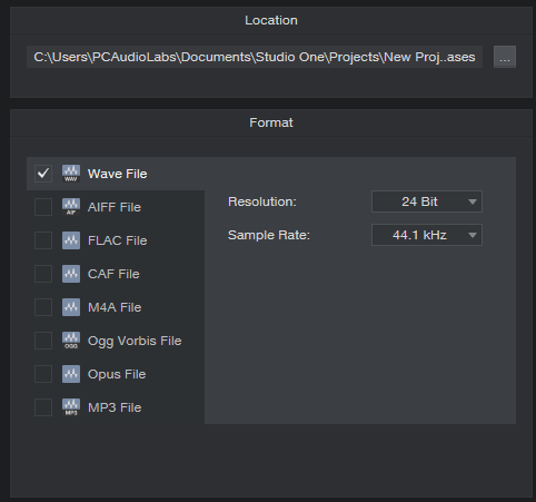 Export Multiple Digital Files in Project Page in the New Studio One 