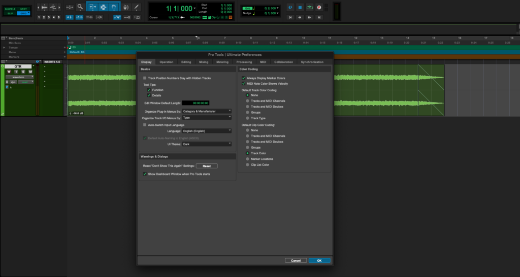 Dark Mode in Pro Tools