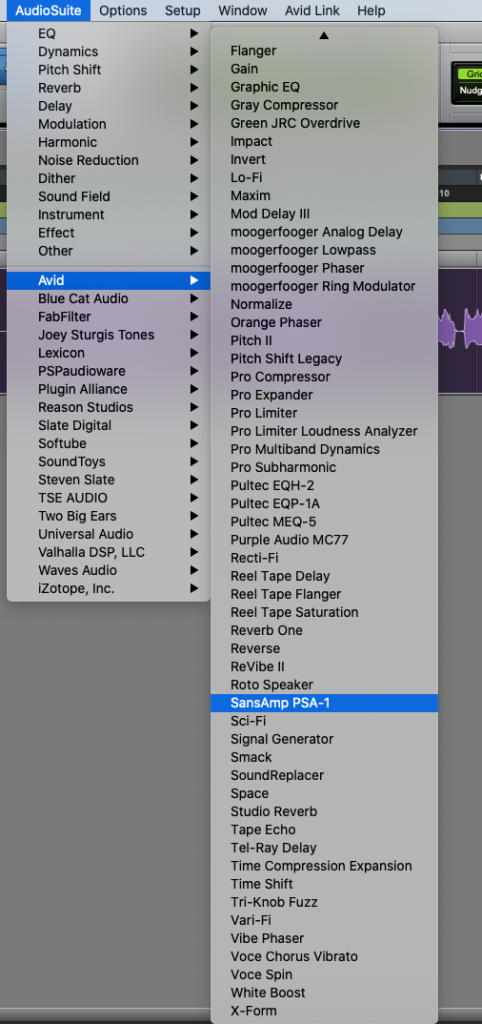 AudioSuite in Pro Tools