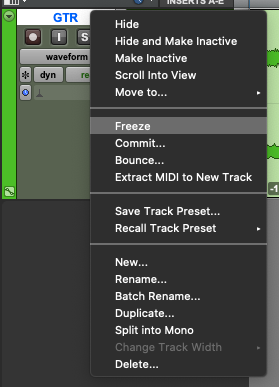 Saving CPU Resources with Track Freeze in Pro Tools