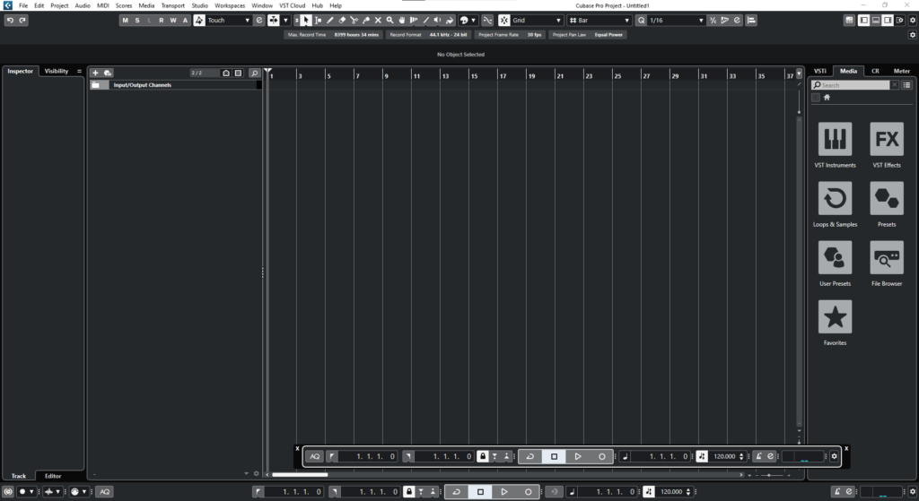 New Project in Cubase