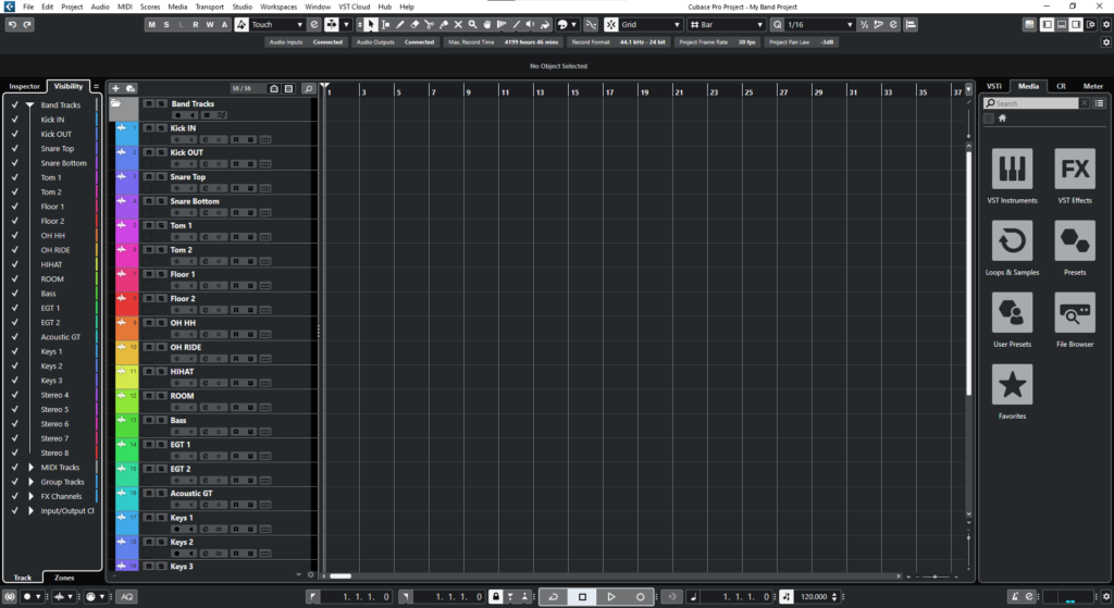 Saving a Project in Cubase