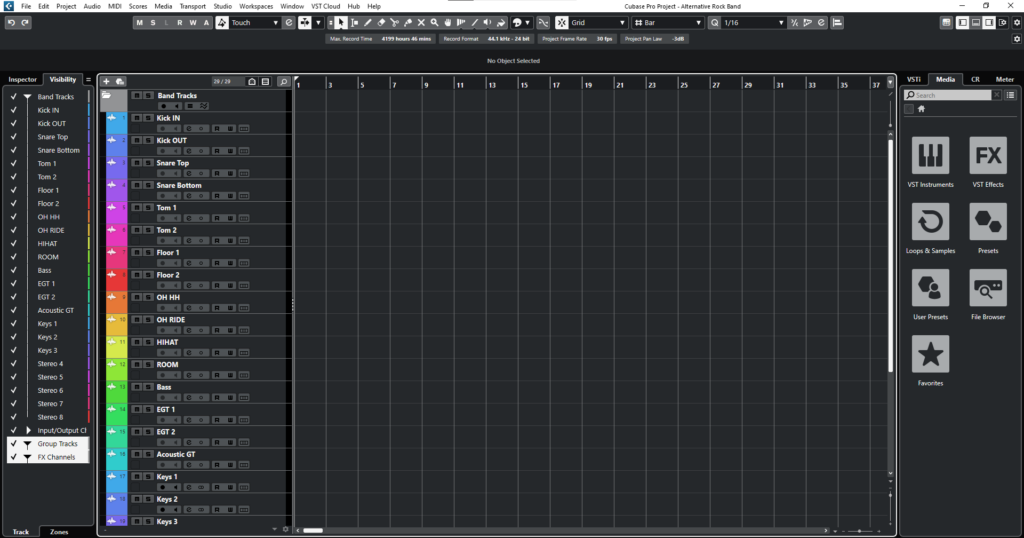 Groups and FX Setup in Cubase