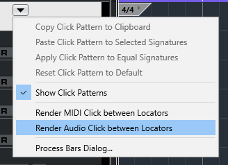 How to Render Audio Click in Cubase
