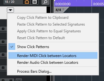 How to render MIDI Click in Cubase
