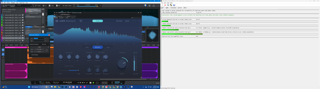 Testing for DPC Latency with PreSonus Studio One and LANDR Mastering Pro.